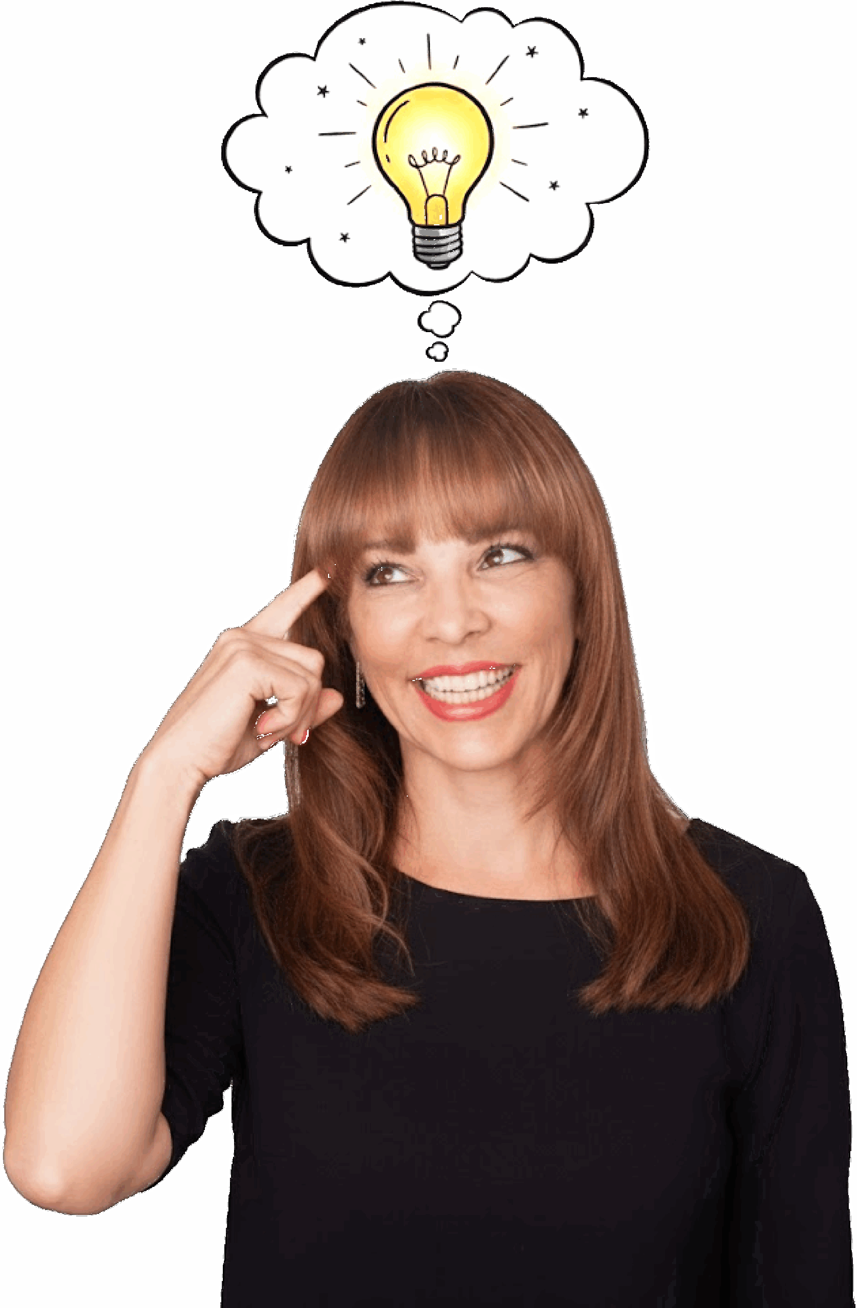 Shawannah Bordenave thinking, with a lightbulb idea above her head