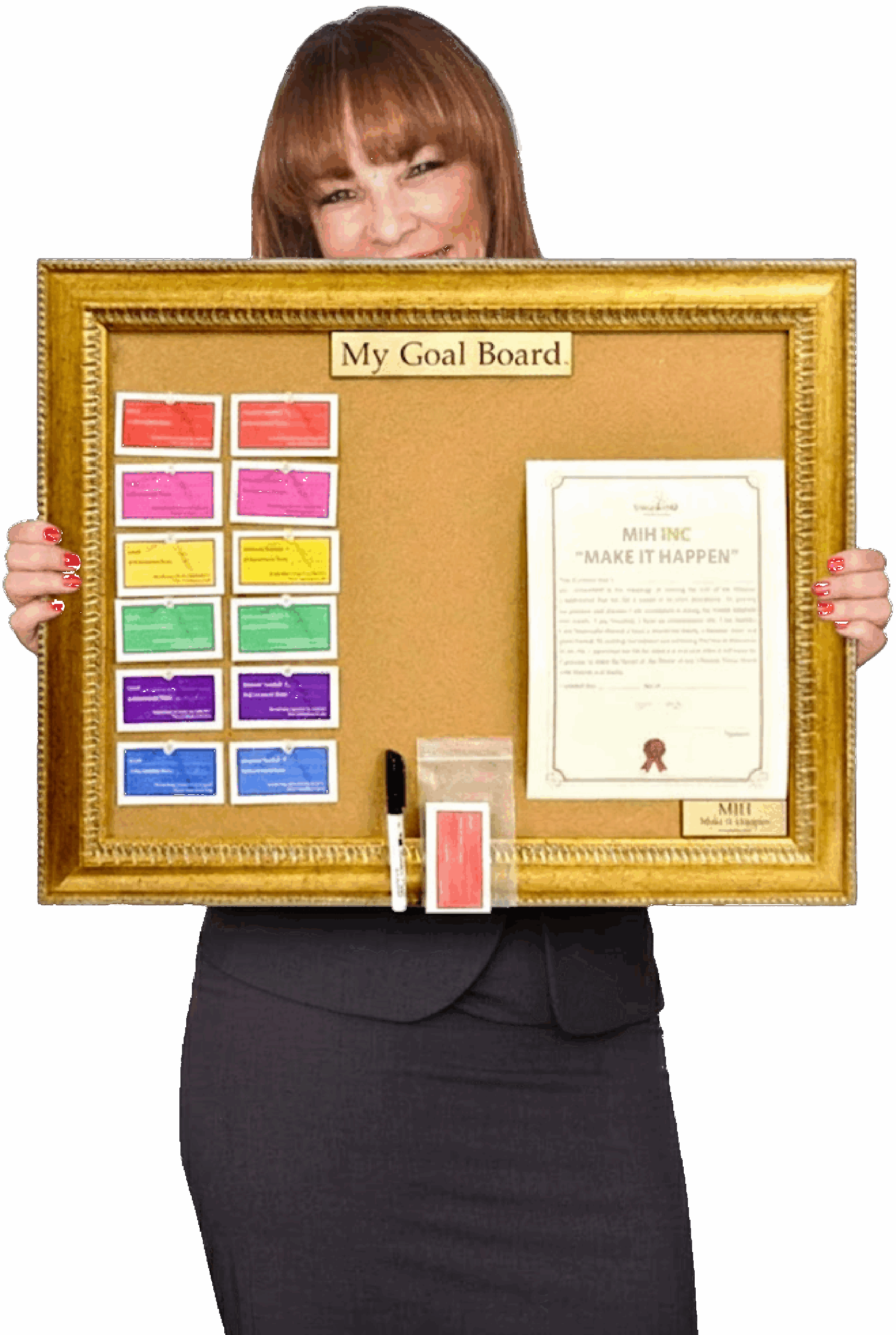 Shawannah Bordenave holding her framed goal board